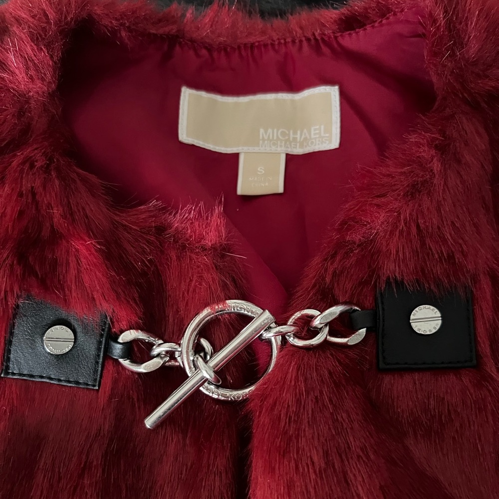 Michael Kors Red Faux Fur Vest